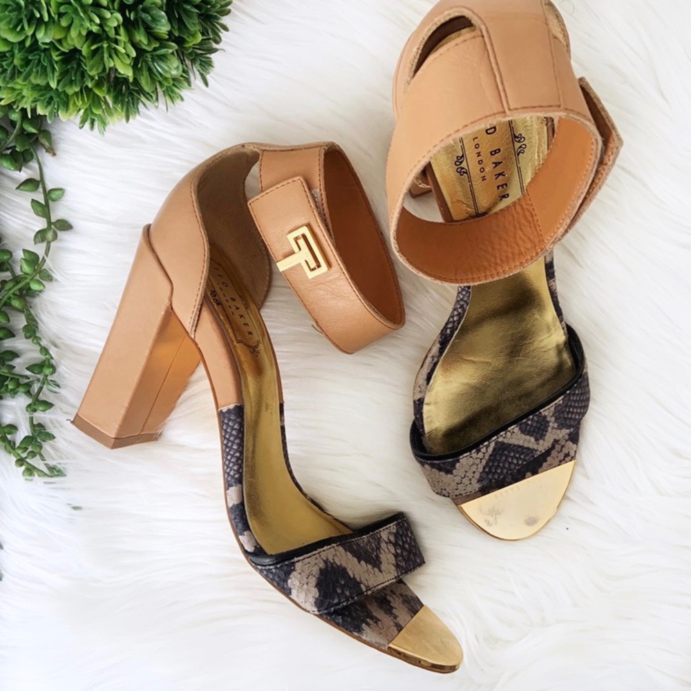 Ted Baker Aaleyah Sandal Tan and Snake Print 39.5